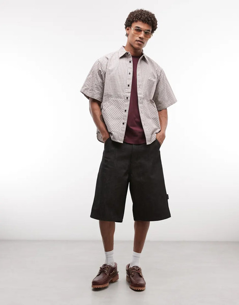  Xlarge Pantalones Cortos Vaqueros Negros De Corte Alargado Holgado Con Abertura Y Bolsillo Trasero Bordado De Xlarge 