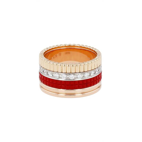  Boucheron Quatre Red Edition Large Model Ring In 3 Golds, Ceramic And 