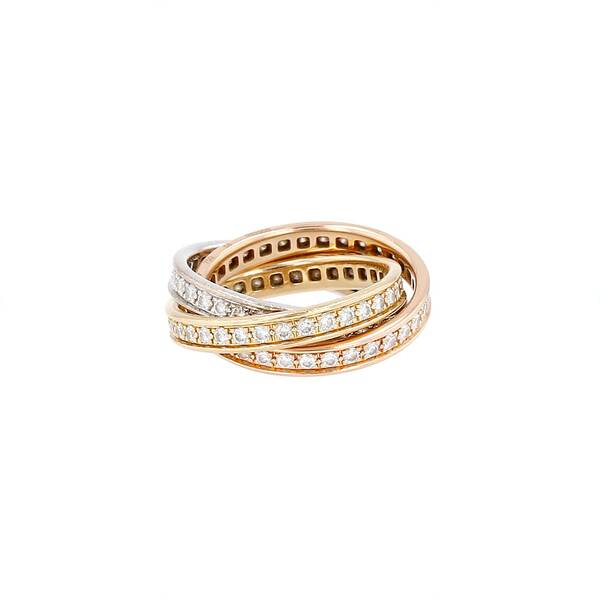  Cartier Trinity Ring In 3 Golds And Diamonds 