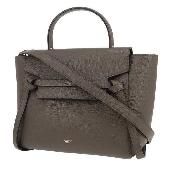  Celine Belt Micro Shoulder Bag In Grey Grained Leather 