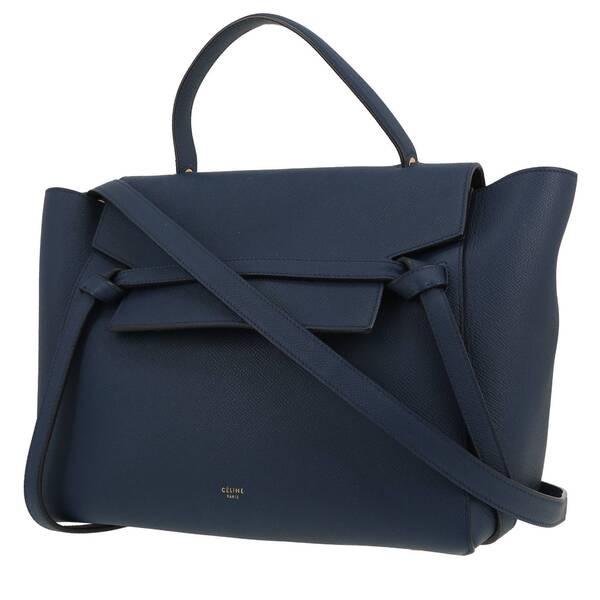  Celine Belt Mini Handbag In Blue Grained Leather 