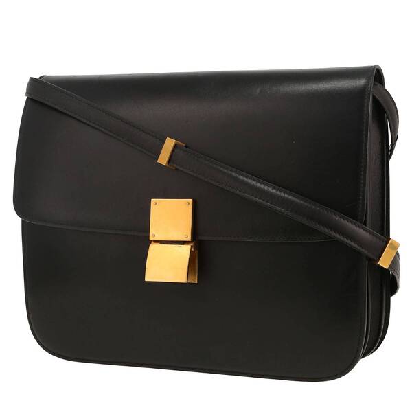  Celine Classic Box Large Model Shoulder Bag In Black Box Leather 