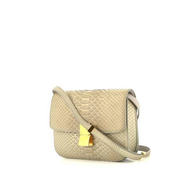  Celine Classic Box Shoulder Bag In Beige Python 