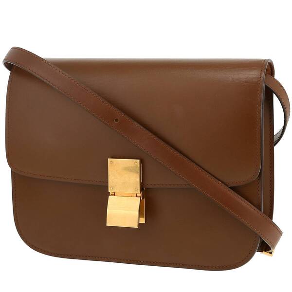  Celine Classic Box Shoulder Bag In Brown Leather 