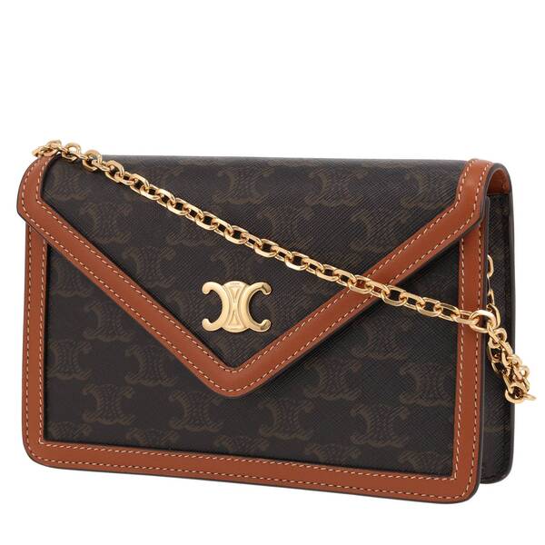  Celine Margo Shoulder Bag Logo Canvas And Brown Leather 