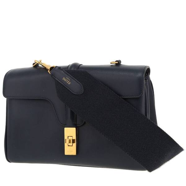  Celine Soft Teen Shoulder Bag In Navy Blue Leather 