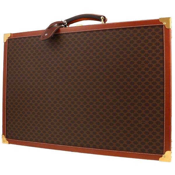  Celine Suitcase In Brown triomphe Canvas And Brown Leather 