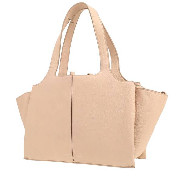  Celine Tri-fold Handbag In Beige Grained Leather 