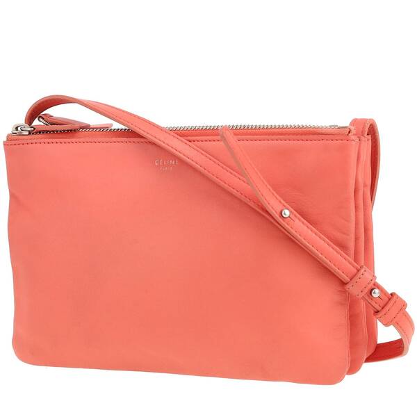  Celine Trio Shoulder Bag In Pink Leather 