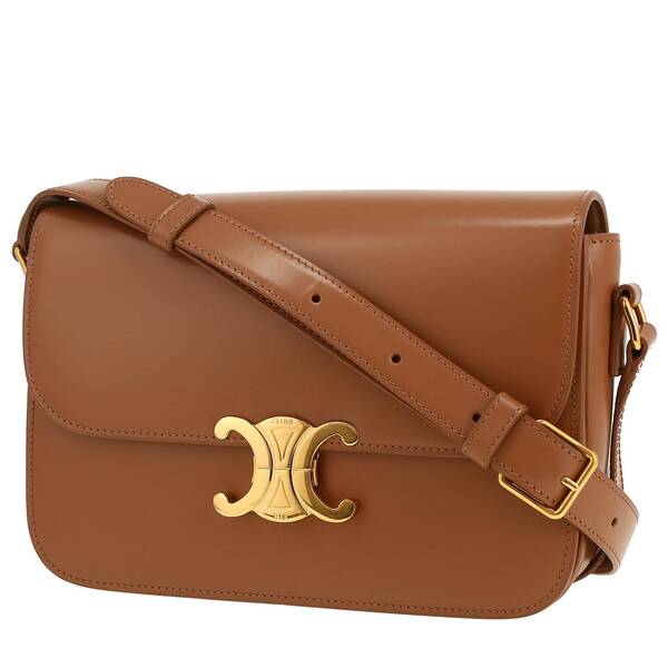  Celine Triomphe Shoulder Bag In Brown Leather 