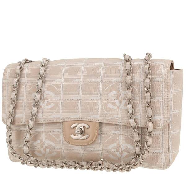  Chanel Choco Bar Handbag In Beige Canvas 