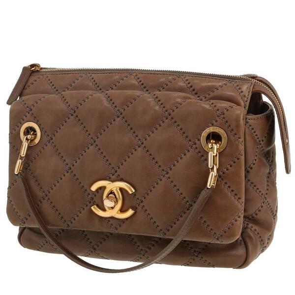  Chanel Handbag In Brown Quilted Leather 