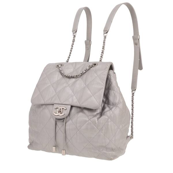  Chanel Sac à Dos Backpack In Grey Quilted Leather 