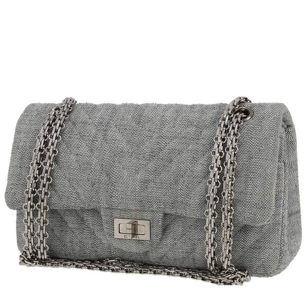  Chanel 2.55 Shoulder Bag In Blue Denim 