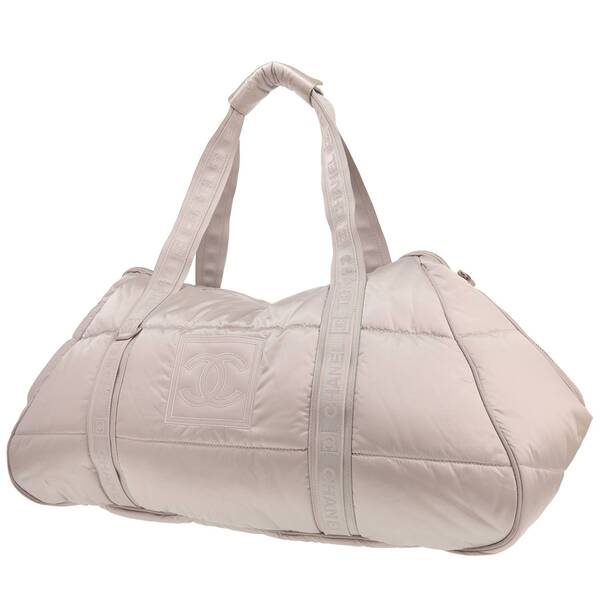  Chanel Travel Bag In Silver Canvas 