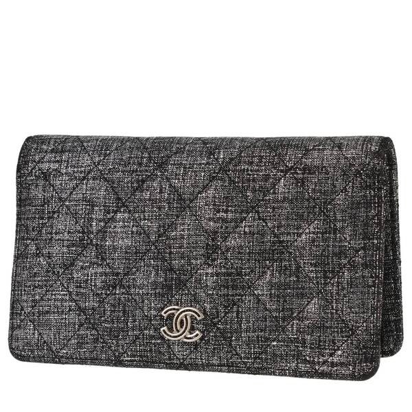  Chanel Wallet, Black And White Glittering Leather 