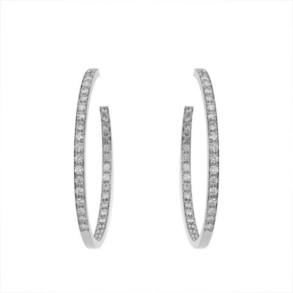  Chopard Hoop Earrings In White Gold And Diamonds 