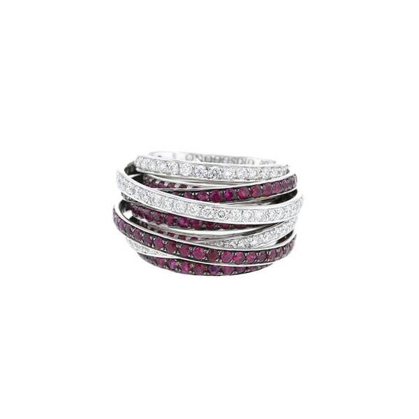  De Grisogono Allegra Ring In White Gold, Diamonds And Ruby 