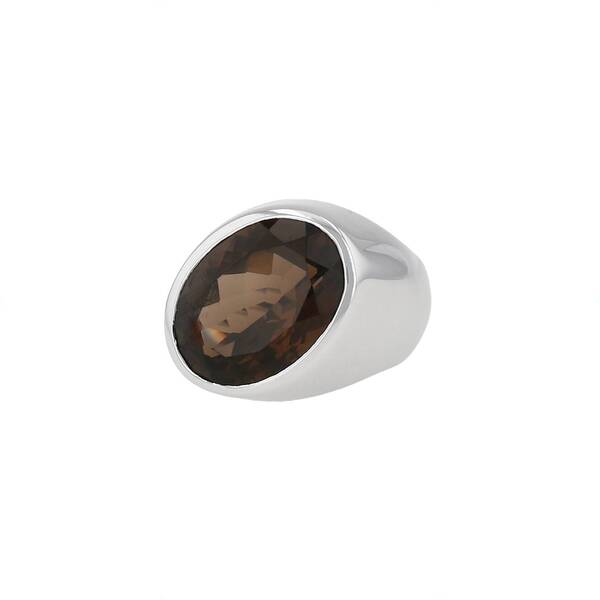  Dinh Van Ring In White Gold And Smoked Quartz 