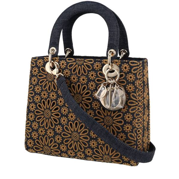 Dior Lady Dior Handbag In Blue Denim 