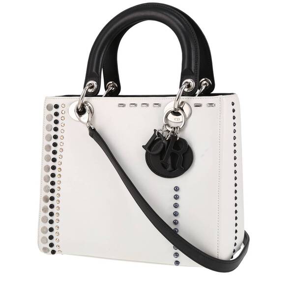  Dior Lady Dior Handbag In White Leather 