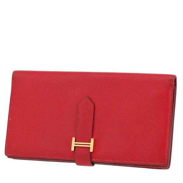  Hermès Bearn Wallet In Red Epsom Leather 