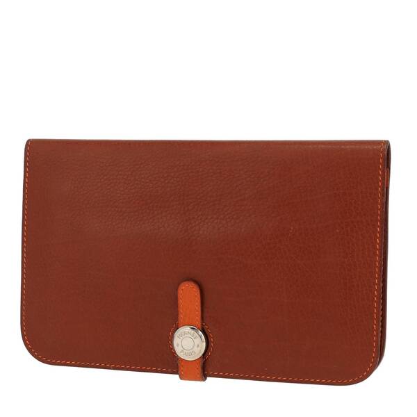  Hermès Dogon Wallet In Brown Grained Leather 