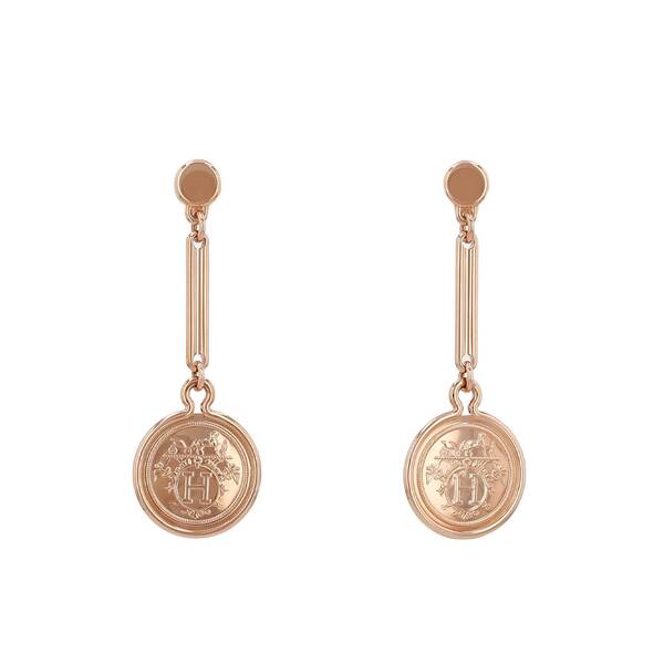  Hermès Ex Libris Earrings In Pink Gold 