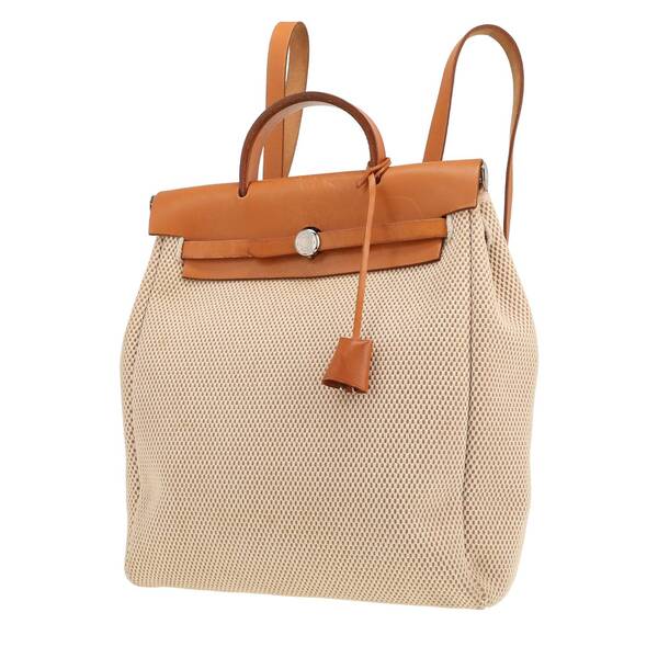  Hermès Herbag - Backpack Backpack In Beige Canvas And Hunter 