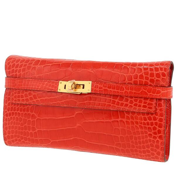  Hermès Kelly Wallet Wallet In Orange Alligator 
