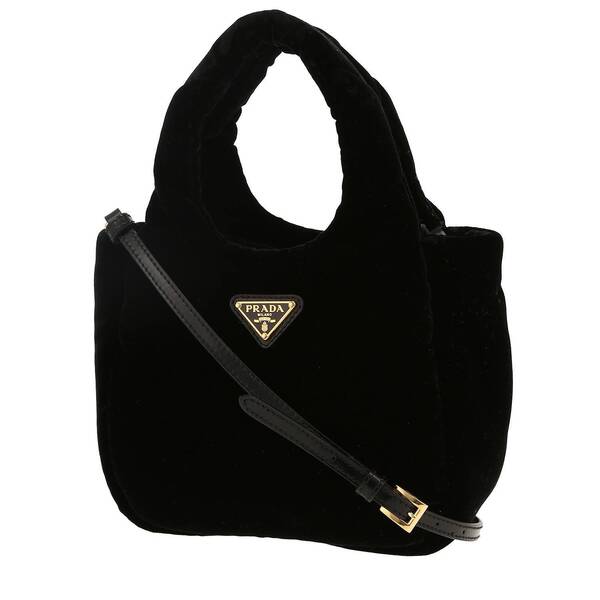  Prada Padded Mini Shoulder Bag In Black Velvet 