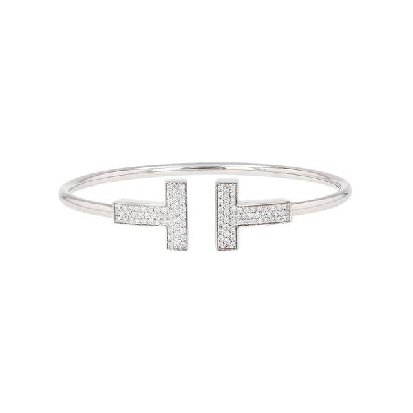  Open Tiffany & Co Wire Bangle In White Gold And Diamonds 