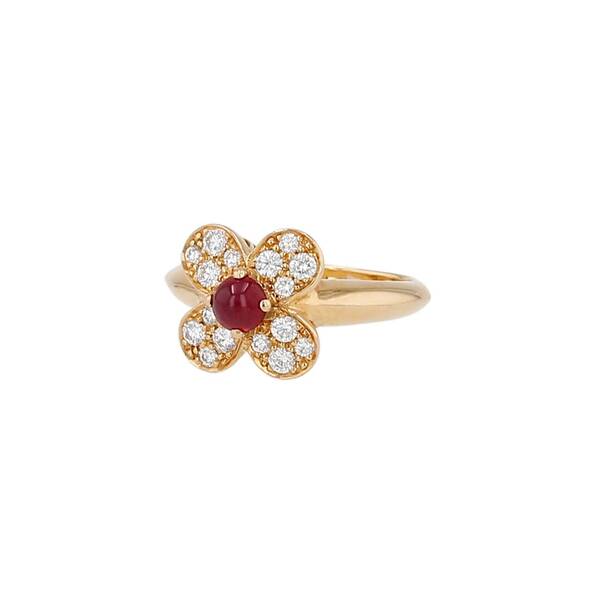  Van Cleef & Arpels Ring In Yellow Gold, Diamonds And Ruby 