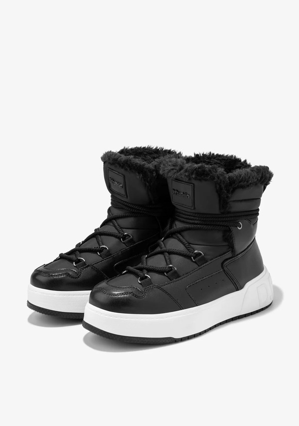  D.franklin Botas Aprés Ski Mujer D.franklin Repelentes Al Agua   Court Bomb V2 Black   Para La Nieve Con Forro De Pelo Interior 