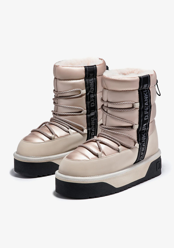  D.franklin Botas Aprés Ski Mujer D.franklin Repelentes Al Agua   Nordic V.2 Bomb Beige   Para La Nieve Con Forro De Pelo Interior 