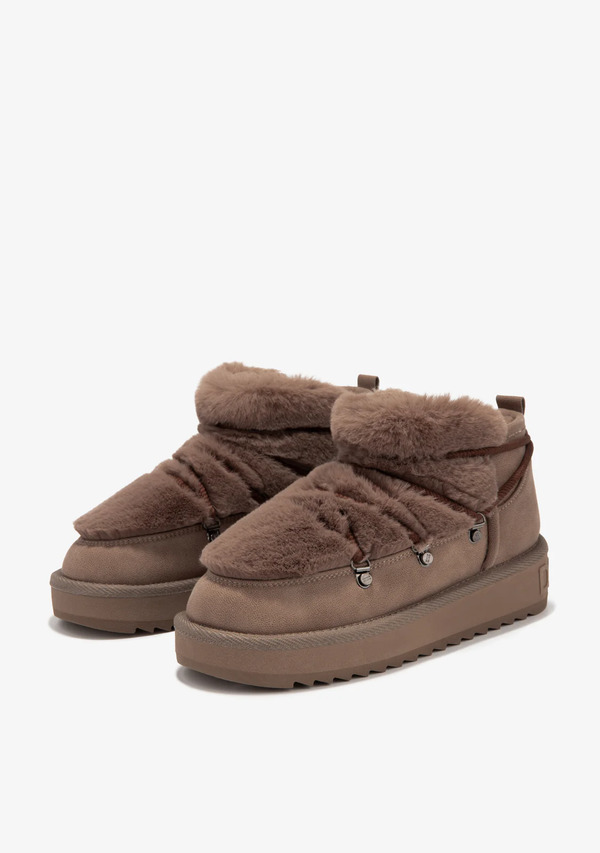  D.franklin Botas Australianas Mujer D.franklin Repelentes Al Agua   Nordic Trk Fur Low Brown   Con Forro De Pelo Interior 