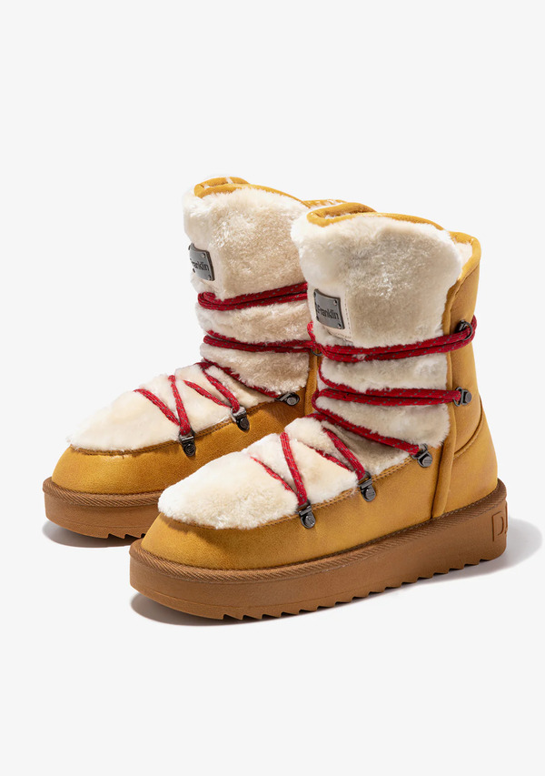  D.franklin Botas Australianas Mujer D.franklin Repelentes Al Agua   Nordic Trk Fur Mustard   Con Forro De Pelo Interior 