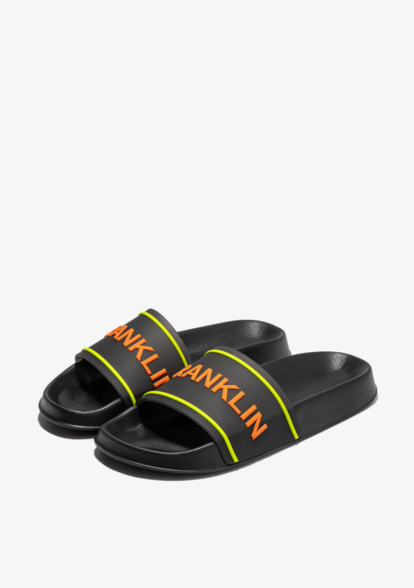  D.franklin D.franklin   Sandalias De Playa   Venice Slide Black / Orange   Color Black   Chanclas Cómodas De Verano 