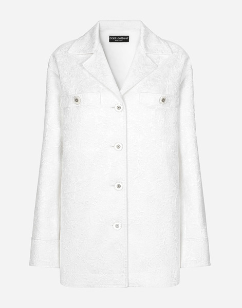  Dolce & Gabbana Abrigo Corto De Brocado Con Botonadura Sencilla - Mujer Abrigos Y Chaquetones Blanco 44 