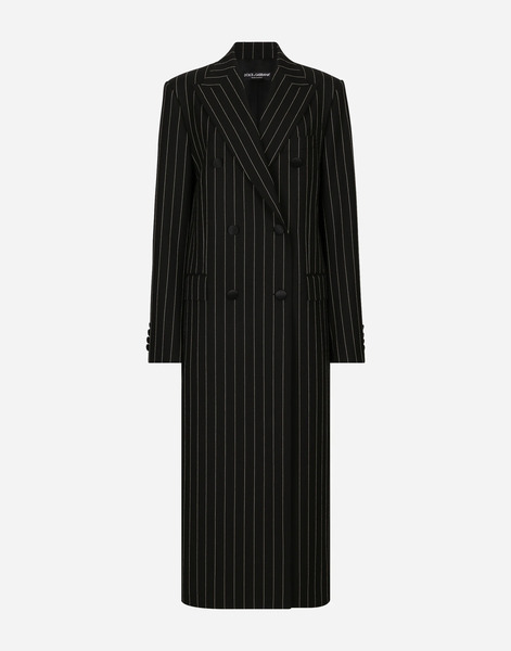  Dolce & Gabbana Abrigo De Botonadura Doble En Paño De Lana Con Rayas Diplomáticas - Mujer Abrigos Y Chaquetones #n/d 44 