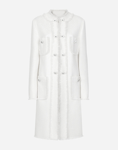  Dolce & Gabbana Abrigo De Botonadura Sencilla De Tweed Raschel - Mujer Abrigos Y Chaquetones Blanco 54 