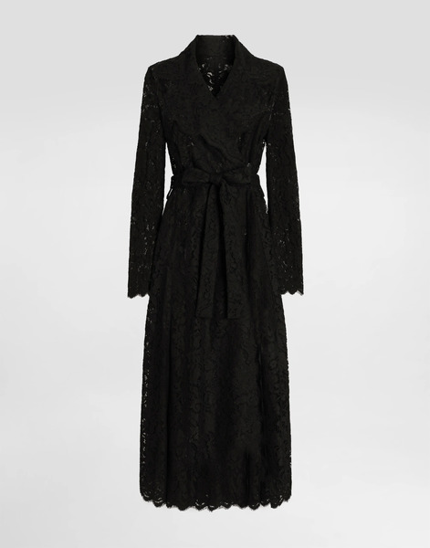  Dolce & Gabbana Abrigo Largo Con Botonadura Doble De Encaje Cordonetto - Mujer Abrigos Y Chaquetones Negro 44 