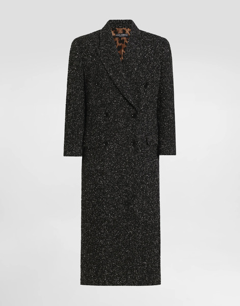  Dolce & Gabbana Abrigo Oversize De Botonadura Doble De Chevrón De Mezcla De Lana - Mujer Abrigos Y Chaquetones Multicolor 44 