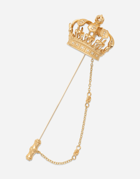  Dolce & Gabbana Alfiler Royal En Oro Amarillo Y Blanco De 18 Quilates Con Filigrana Y Diamantes - Hombre Broches Y Alfileres De Corbata Dorado Onesize 