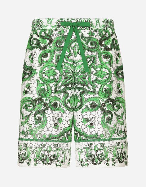  Dolce & Gabbana Bermudas Estilo Jogger De Ganchillo Con Estampado Maiolica - Hombre Pantalones Largos Y Cortos Imprima 48 