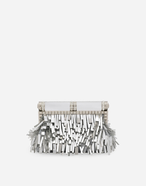  Dolce & Gabbana Bolso De Napa Mordoré Con Bordado Flecos - Mujer Bolsos Mini Y Clutchs Plateado Onesize 