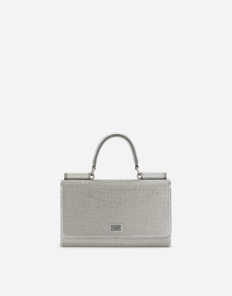  Dolce & Gabbana Bolso Para Móvil De Raso Y Strass Termoadhesivos - Mujer Bolsos Mini Y Clutchs Plateado Viscosa Onesize 