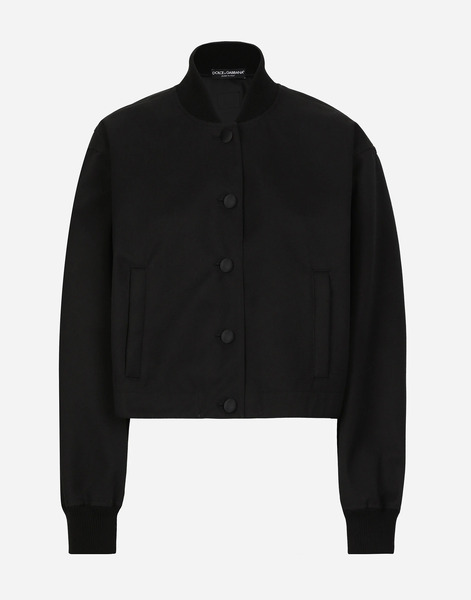  Dolce & Gabbana Bómber De Gabardina Resinada Del Revés Con Placa Con Logotipo - Mujer Abrigos Y Chaquetones Negro 52 