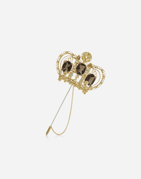  Dolce & Gabbana Broche Royal En Oro Amarillo Y Blanco De 18 Quilates, Cuarzos Y Diamantes - Hombre Broches Y Alfileres De Corbata Dorado Onesize 