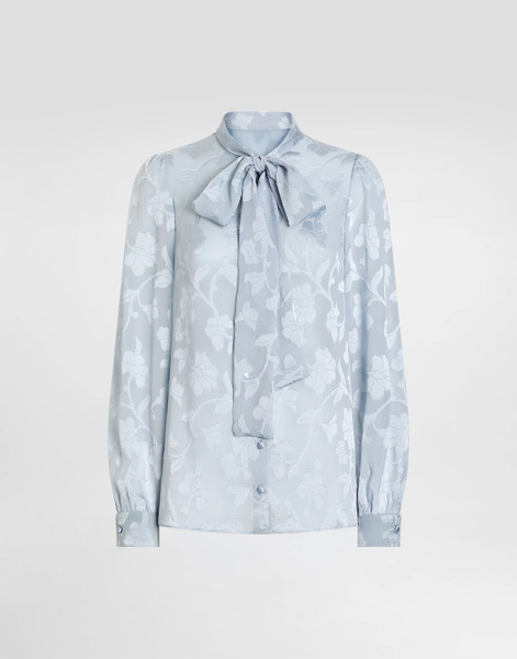  Dolce & Gabbana Camisa De Chifón Con Motivo Floral De Fil Coupé En Jacquard - Mujer Camisas Y Tops Azul Claro 46 